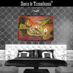 Modern Painting Art Abstract Contemporary Fantasy Love Woman Men Kamasutra Eros