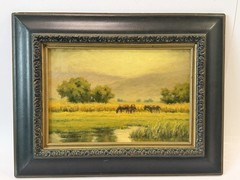 Steve McGinty Original Oil on Board Signed Utah Horses Landscape Painting 2008