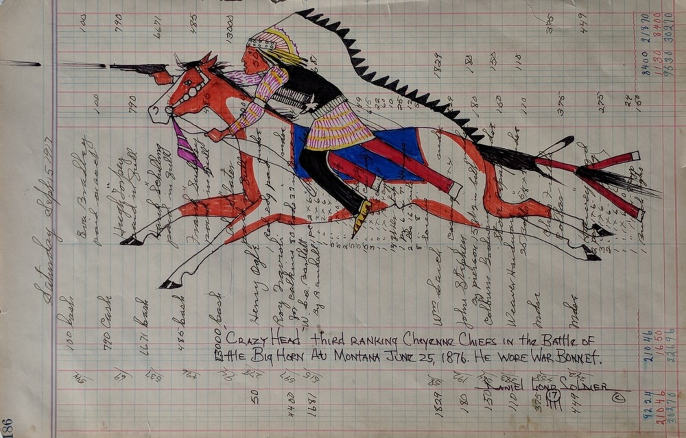 Daniel Long Soldier CRAZY HEAD-CHEYENNE, Little Big Horn, Original Painting