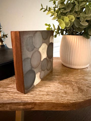 Small Abstract Circle Art Contemporary Painting on Wood Panel Shelf Sitter