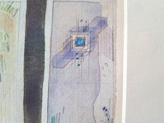 1990 Abstract Architectural Geometric Watercolor Modernist Framed Art