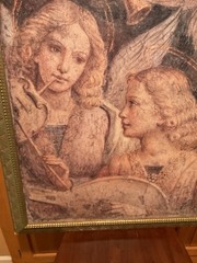 Michelangelo Trumpet Angels Canvas Art Framed 30 x 35 Vintage Painting Wall Art