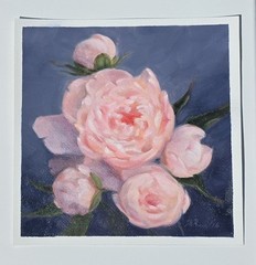 Pink Peonies Floral Still Life Oil Painting Original Art
