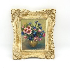 Vintage Signed Original Art Oil Painting Floral Still Life Ornate Frame