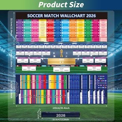 World Soccer Bracket Schedule Poster Set, 3PCS 40 x 26 Inches Large, White