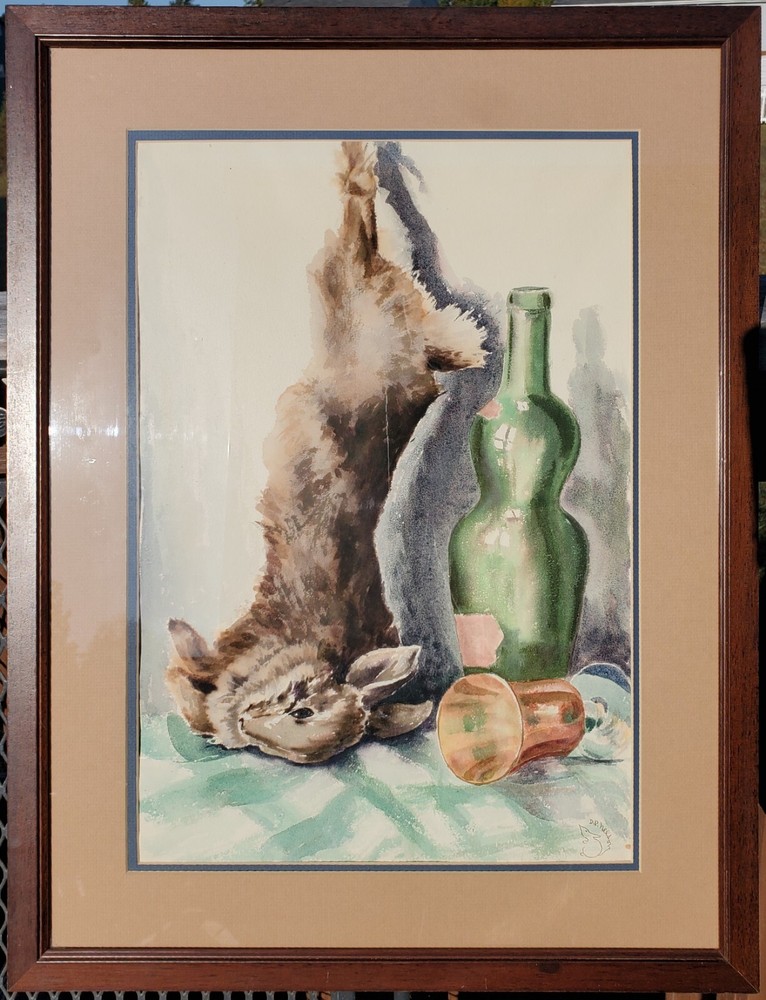 OOAK VTG Signed Watercolor-D.P. Nelson-26 x 19.5in-1 of 3 Known Works-Read Desc.