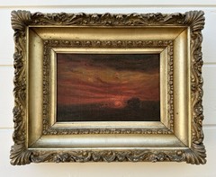 Antique Vintage Listed Bernard Trebacz 1869-1941 Sunset Dusk Oil Painting