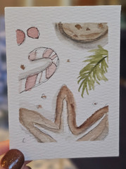 ACEO 2.5″ x 3.5″ Original Watercolor Art by Hope Soul – „Holidays No. 1“
