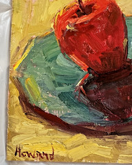 Apple Impasto Painting Original Art Oil 8 x 10 in Signed Howard Unframed