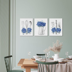 Visual Art Decor Kitchen Art Blue Kitchen Decor Painting Framed Ready to Hang 12