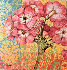 Susan Winget Floral Canvas Painting Flowers Wall Art Giclee 8×8 Signed Colorful