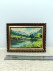 Summer nature Oil painting Original art Country Landscape meadow 4 x 6 in