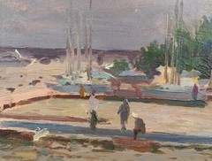 Oil painting River Ukrainian painter Unframed Decor original landscape art