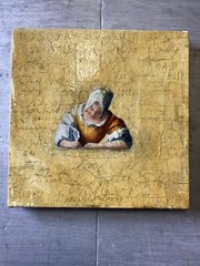 Original Painting 9” x 9” By Judy Sowa “Lady Writing Letter” Jan Vermeer Series