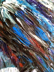 Original mini oil painting Screaming Black Raven on Snow wall decoration