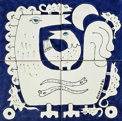 Curras brothers 12×12 in Ceramic tile 2022 cuban american artist folk art