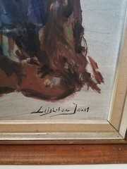 RARE! VINTAGE BARRY LEIGHTON JONES ORIGINAL OIL ON BOARD CHILD W/UMBRELLA 32×16