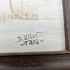 D. Elliott Taos Watercolor Painting, Farmscape, on Board