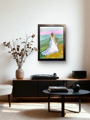 GERARD 10×13 IN-Abstract Expressionist Original Oil Painting Beach Wedding