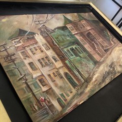 ANNA WILSON LISTED HOLLYWOOD CA ARTIST PAINTING ~ BUNKER HILL VICTORIAN HOUSES