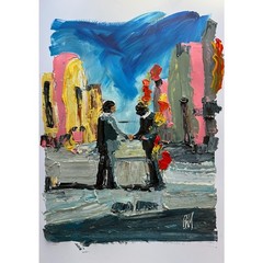Original Pink Floyd Wish You Were Here Abstract Impasto Painting Music 13×19″