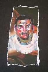 1999 SIGNED Miguel Angel Reyes: Small Portrait Painting; Custom Archival FRAME