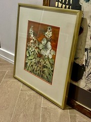 Floral Watercolor On Art Rice Paper Signed ELEANOR MARTIN ARTIST ARLINGTON TEXAS