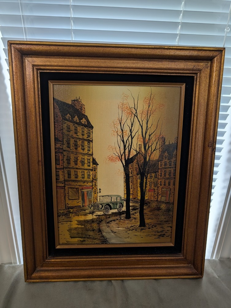 Vintage Painting by L. Ryan of Montmartre, Paris-Embellished Giclee on Canvas