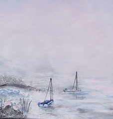 Large Coastal panoramic landscape painting Beach house wall art