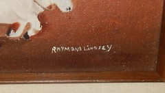 RAYMOND LINDSEY „RODEO“ ORIGINAL OIL ON CANVAS FOLK PAINTING