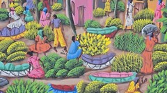 Signed L.Y. Alaby Haitian Countryside Landscape Painting Original Naif Art Haiti