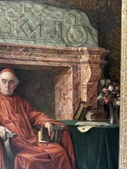 ANTIQUE MASTERFUL PORTRAIT PAINTING CARDINAL RELIGIOUS ICON INTERIOR LISTED OIL