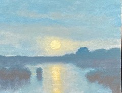 New Full Moon Wetlands Realism Landscape OIL PAINTING ART IMPRESSIONIST Original
