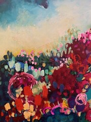 OOAK Original Acrylic Abstract Painting Art Landscape 24×24 Vibrant