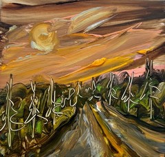 Sunset Countryside Road Oil Painting Evening Nature Scene Abstraction Artwork 4”
