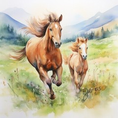 Horse Watercolor Painting 8×11 inch Art Print
