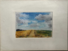 Franz Ehmke *1928-2018 GDR Painter Pastel Feldmark Near Schönfließ Brandenburg