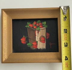 Vivian Hollan Swain Signed Still Life Oil Painting Strawberries Fruit
