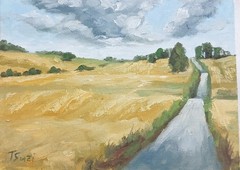 Country Road ORIGINAL Oil Painting Impressionism Fields 5″x7″