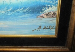 A.KIRKHAM ORIGINAL OIL ON CANVAS SEASCAPE BIRDS PAINTING