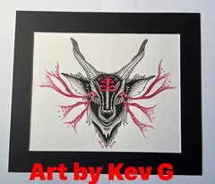 Original One of a Kind Goth Baphomet Watercolor Painting by Kev G ~ NOT A PRINT