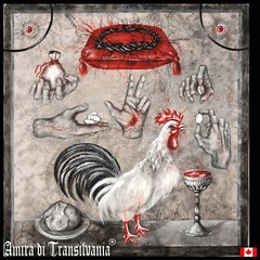 painting contemporary art modern figurative figure hand animal bird rooster coin