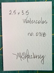 Painting by M. M. Hackney Botanical Flower Watercolor, Original Signed, 2.5×3.5