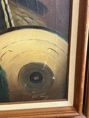 VTG MCM Decorative Oil-on-Canvas Portrait of a Native American Chief CC Ming