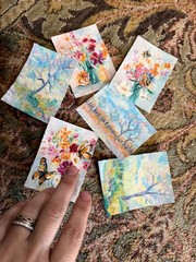 Abstract Floral Original Miniature Oil Painting R.Machan 2.5″x3.5″ ATC ACEO