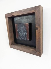 Original OOAK Painting: 6×6 Inches Small Artwork Miniature Black Red