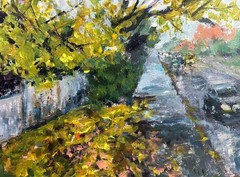 Original Acrylic Painting, Autumn Path Landscape 10×8 Wall Art, Signed By Artist