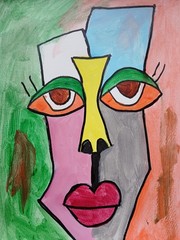 Expressionism/Abstract 11×14 Big Lips Face Modern Street ART Colorful Painting