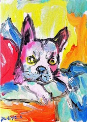 Aleph Hand Painted Dog 9×12 Animals Acrylic Art Living Room Decor Canvas