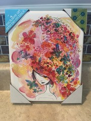 Fab Funky Stretch Canvas Art Print Stephanie Corfee Woman in Floral Hat NEW